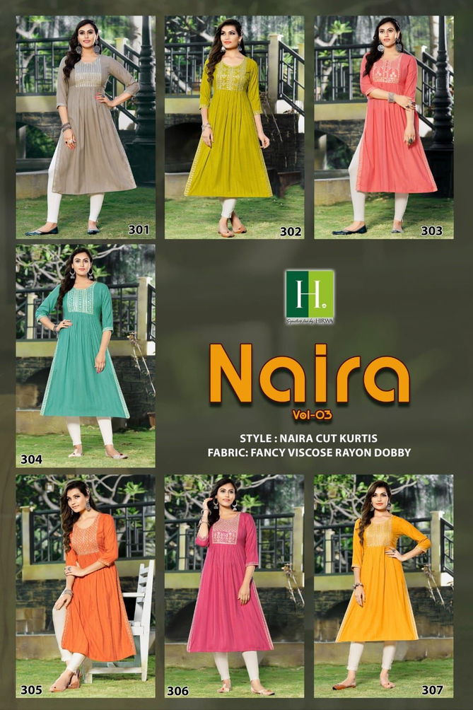 Naira Vol 3 By Hirwa Rayon Kurtis Catalog
